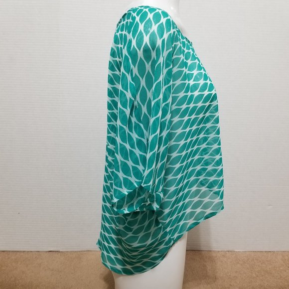 6 Degrees top Small sheer geometric print dolman boho hippie summer - Picture 4 of 8